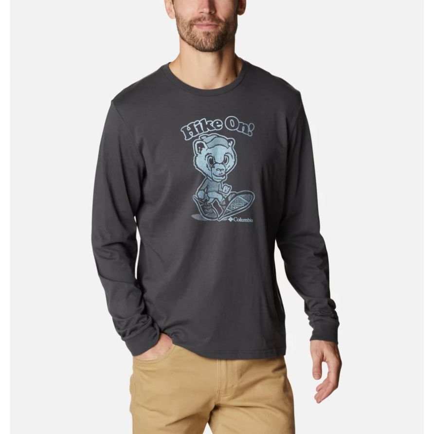 Après-Lifestyle-Langarm-Grafik-T-Shirt Für Herren Shark/Hiking Grizzly Columbia