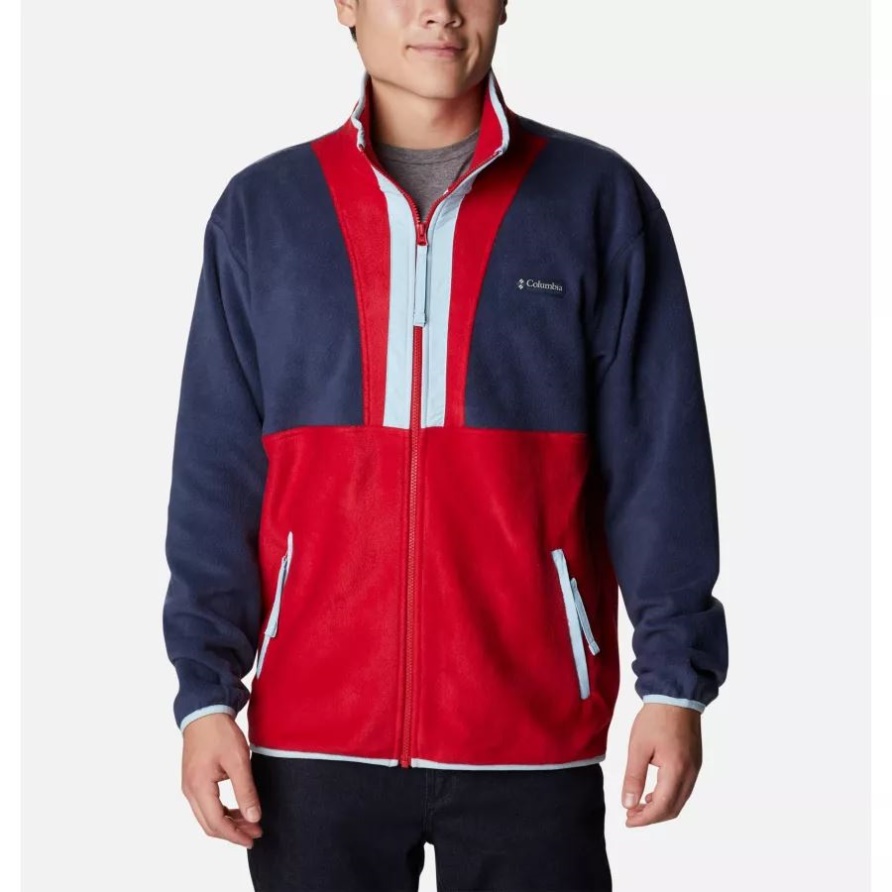 Herren-fleecejacke Mit Durchgehendem Reißverschluss Columbia Collegiate Navy/mtn Red/sky Blue