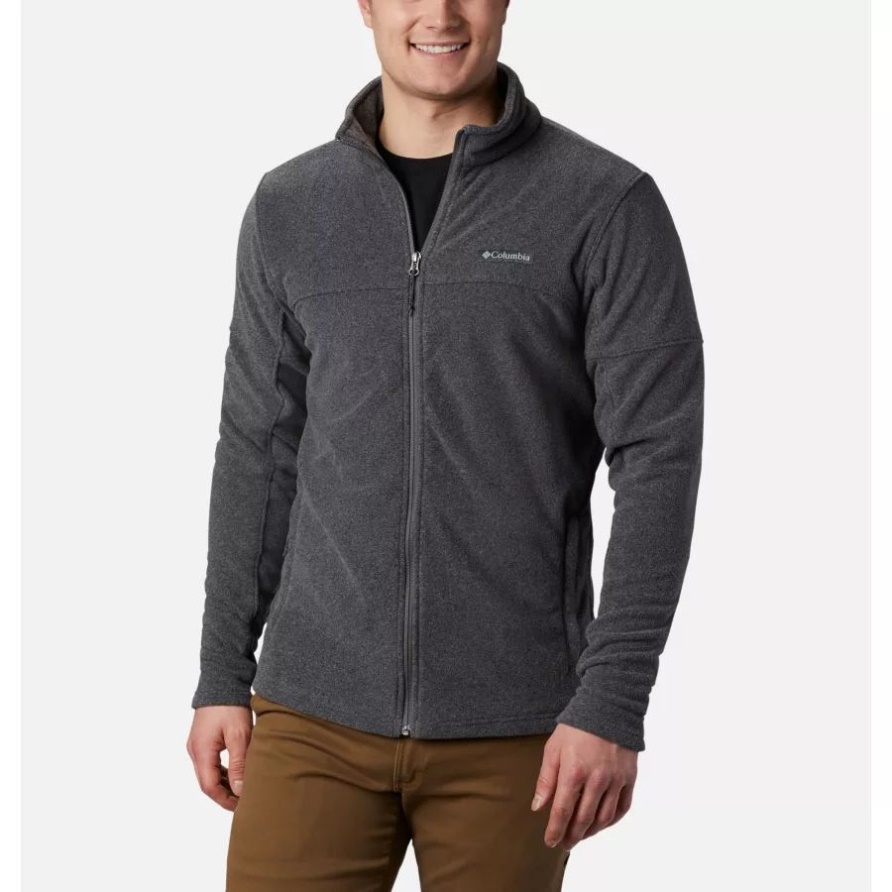 Herren-Becken-Trail-Fleece Mit Durchgehendem Reißverschluss, Holzkohle, Heather Columbia