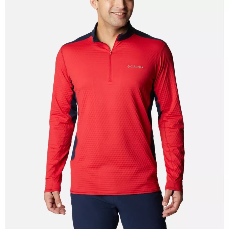 Bliss Ascent Pullover Mit Viertelreißverschluss Für Herren Columbia Mountain Red/collegiate Navy