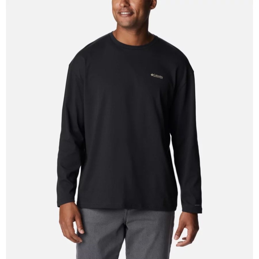 Csc Alpine Way Entspanntes Langarm-t-shirt Für Herren Columbia Black/columbia Gorge Map
