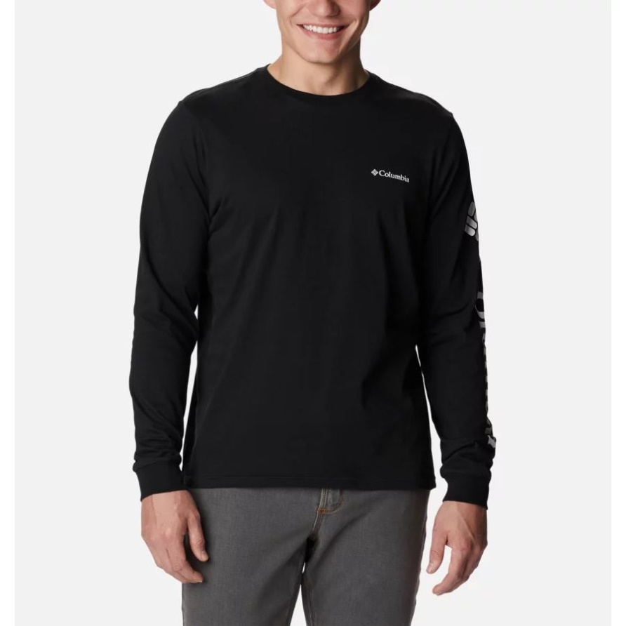 Langärmliges Csc Basic Logo Herren T-shirt Schwarz/csc Sleeve Logo Columbia