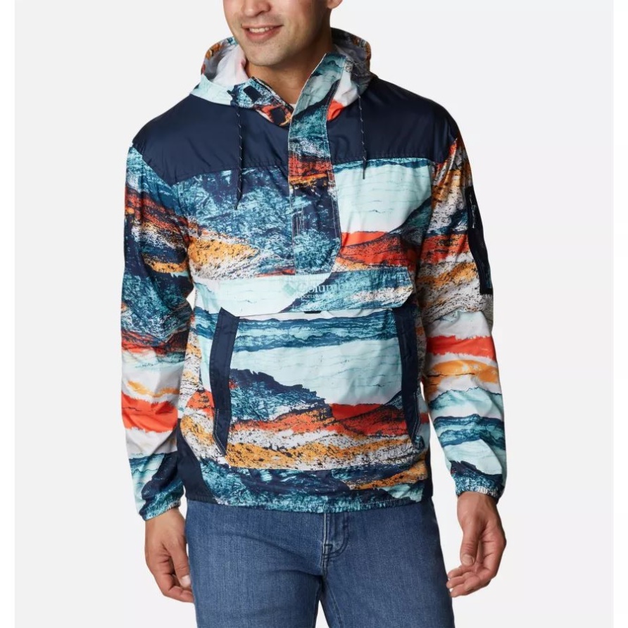 Herausforderer Windjacke Für Herren Columbia Icy Morn Hyper Nature Print/coll Navy