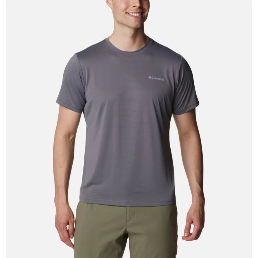 Columbia Hike Crew Kurzarmhemd Für Herren Groß Columbia City Grey