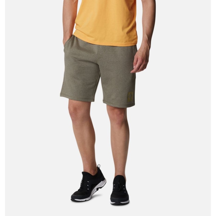 Columbia Logo-fleeceshorts Für Herren Steingrün Meliert Columbia