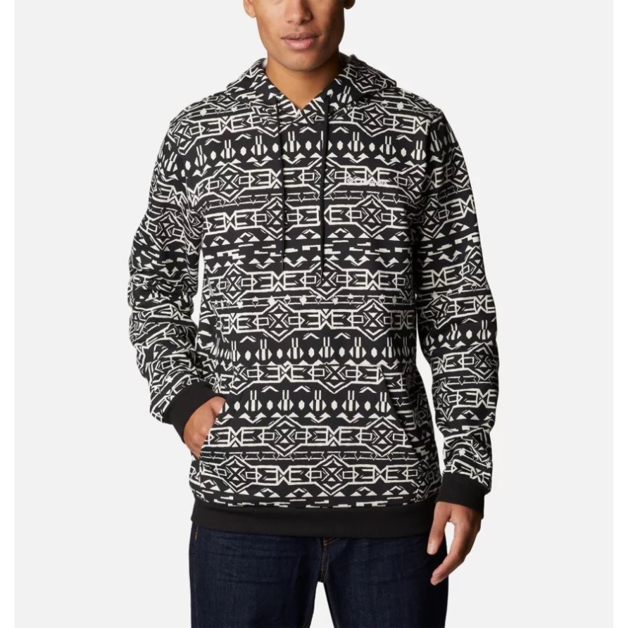 Columbia Logo Bedruckter Herren-hoodie Columbia Schwarz/geo-print