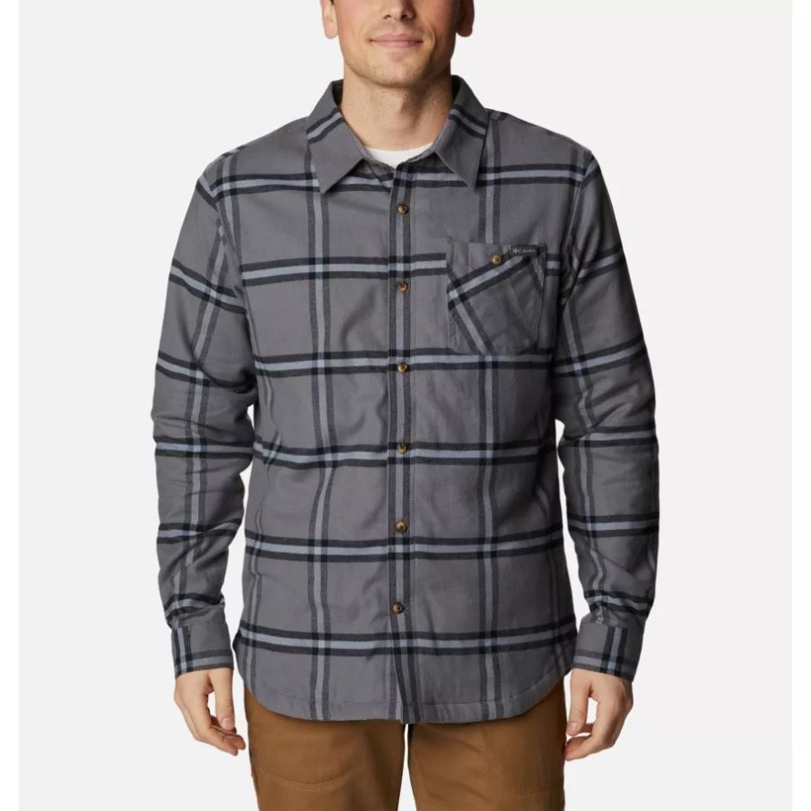 Cornell Woods Flanellhemd Mit Fleecefutter Für Herren Columbia City Grey Windowpane