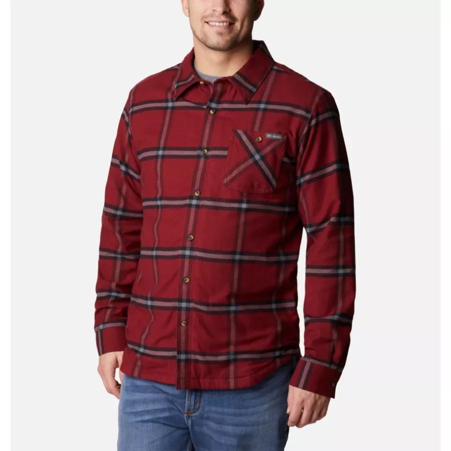 Cornell Woods Flanellhemd Mit Fleecefutter Für Herren Red Jaspis Windowpane Columbia