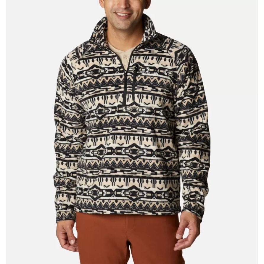 Herren-Fast-Trek-Fleece Mit Halbem Reißverschluss, Columbia, Altes Fossil, 80er-Streifendruck