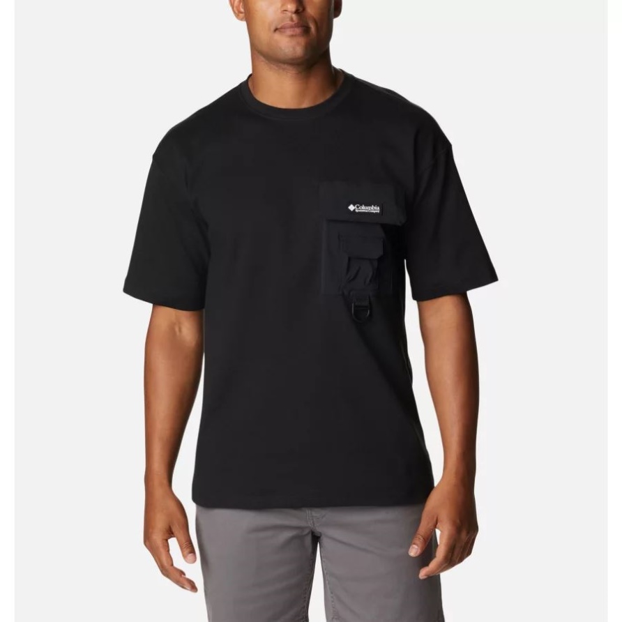 Field Creek Kurzarm-Doppelstrickhemd Für Herren, Schwarz, Kolumbien