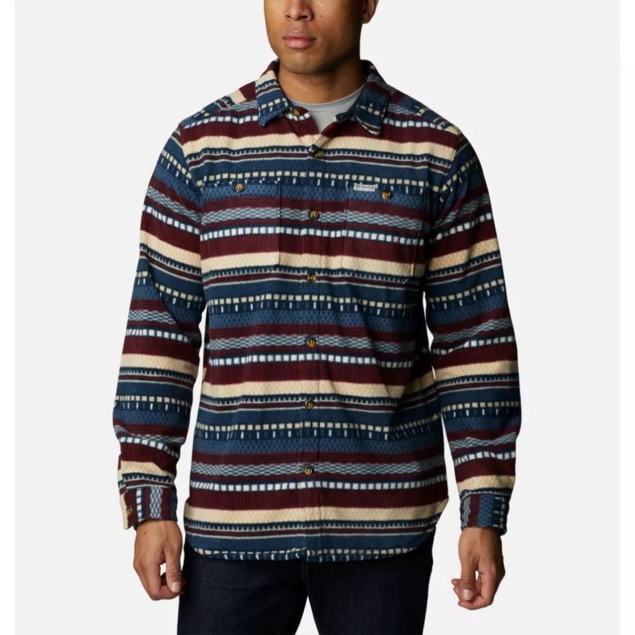 Flare Gun Fleece-Überhemd Für Herren Dark Mountain Après Stripe Print Columbia
