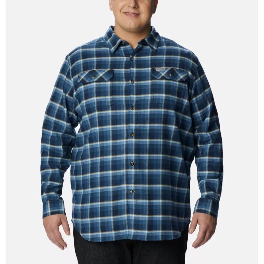 Flare Gun Stretch-Flanellhemd Für Herren In Erweiterter Größe College Navy Shadow Plaid Columbia