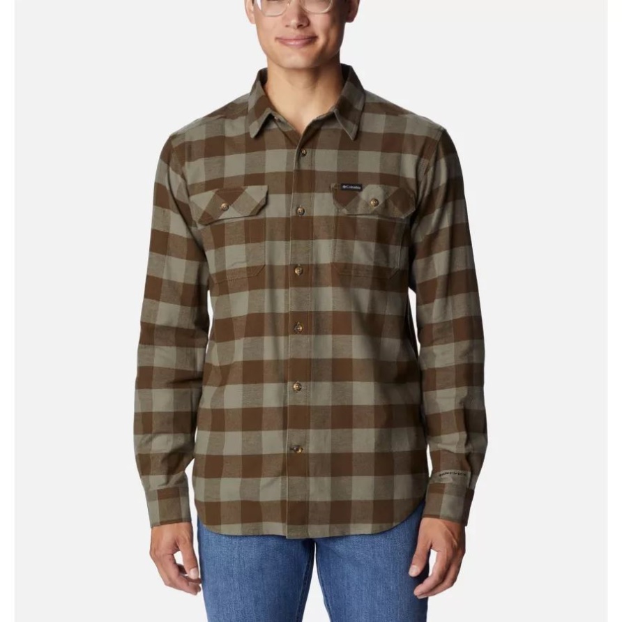 Flare Gun Stretch-Flanellhemd Für Herren Stone Green Twill Buffalo Check Columbia