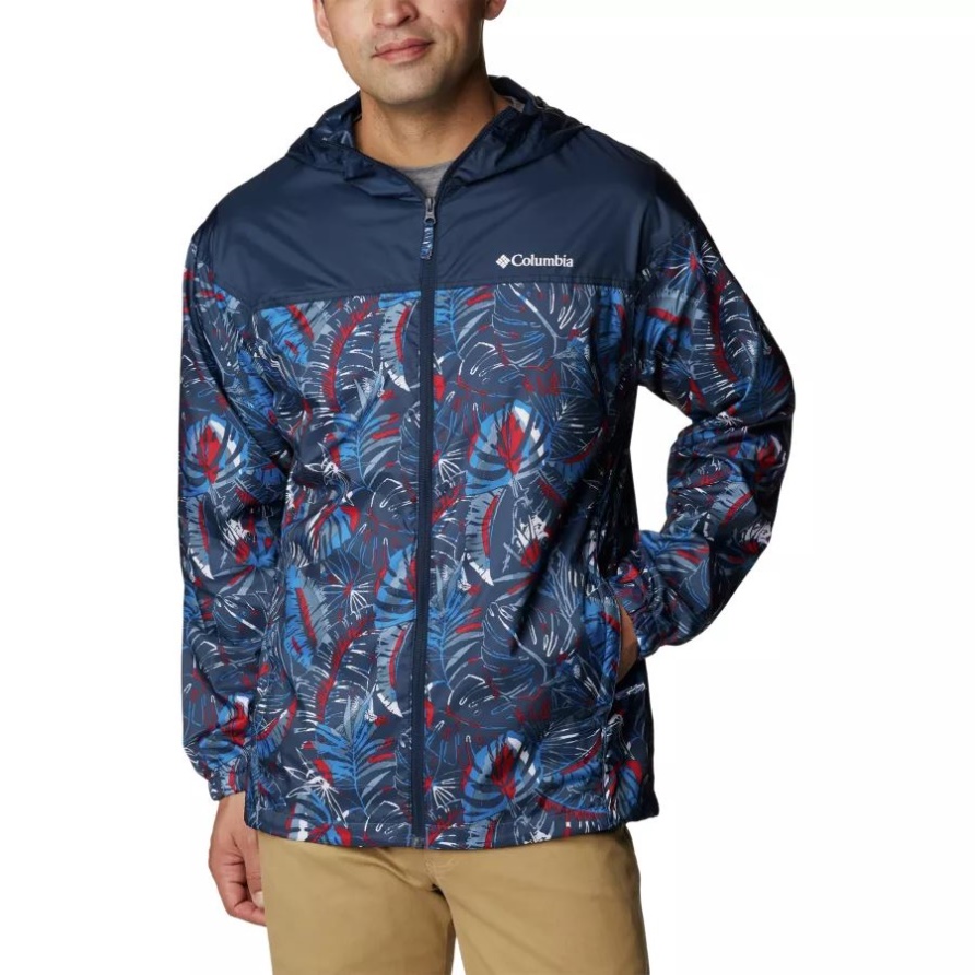Flash Challenger Windjacke Für Herren Neuheit Bright Indigo King Palms Multi Print Columbia