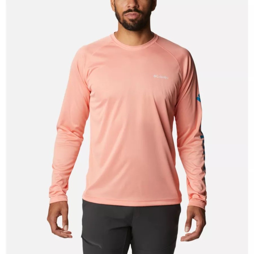 Fork Stream Heather Langarmshirt Für Herren Coral Reef Heather Columbia