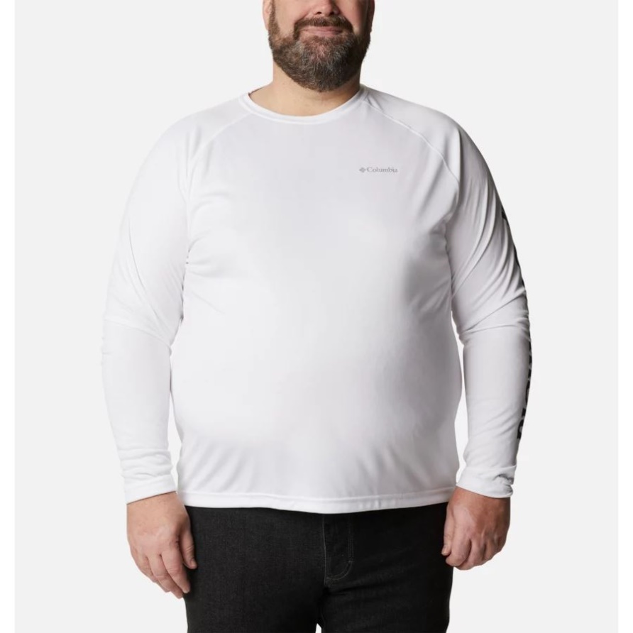 Fork Stream Langarm-Shirt Für Herren, Groß, Weiß/College-Marine, Logo Columbia