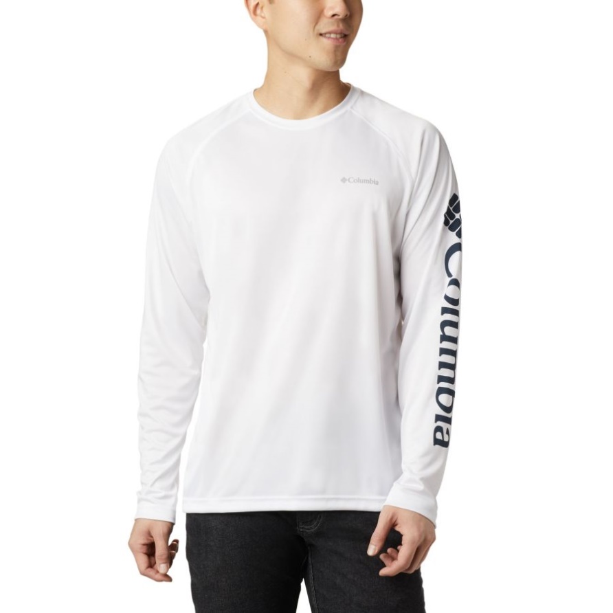 Fork Stream Langarmshirt Für Herren Columbia White/Collegiate Navy Logo