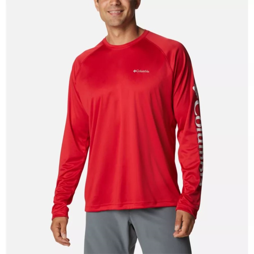 Fork Stream Langarmshirt Für Herren Tall Columbia Mountain Red