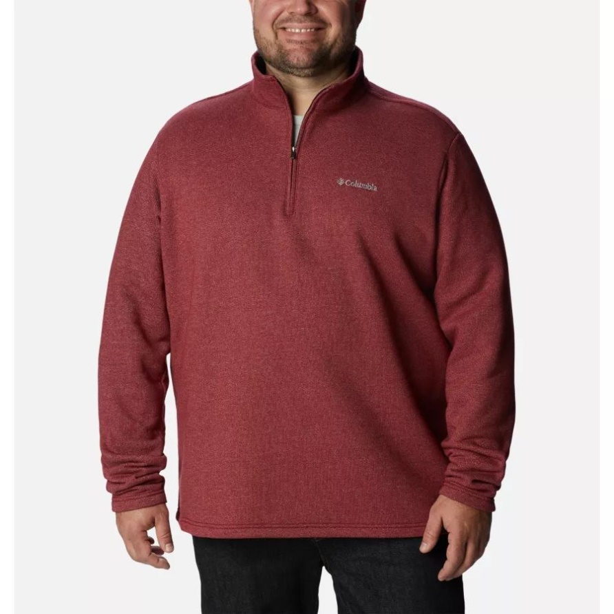 Herren Great Hart Mountain III Half Zip Big Red Jaspis Heather Columbia