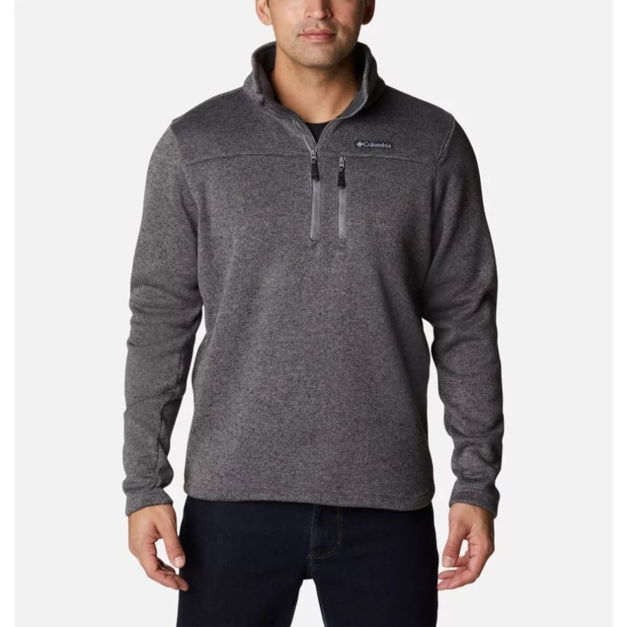 Hatchet Hill Halbreißverschluss-Pullover Für Herren Aus Fleece City Grey Heather Columbia