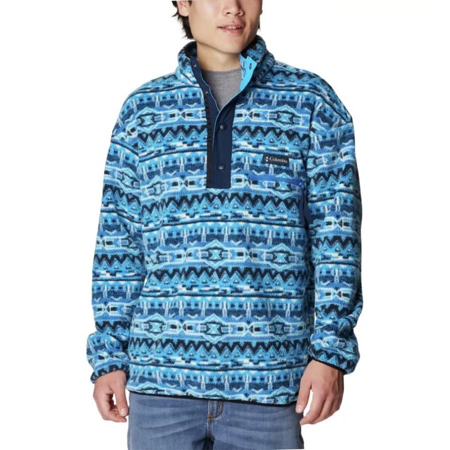 Helvetia Streetwear Fleece Columbia Für Herren Mit Hellem Indigo 80er Streifendruck