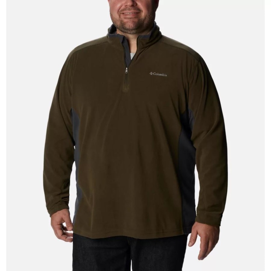 Herren-Fleecepullover Von Klamath Range II Mit Halbem Reißverschluss, Groß, Columbia, Olivgrün/Haifisch