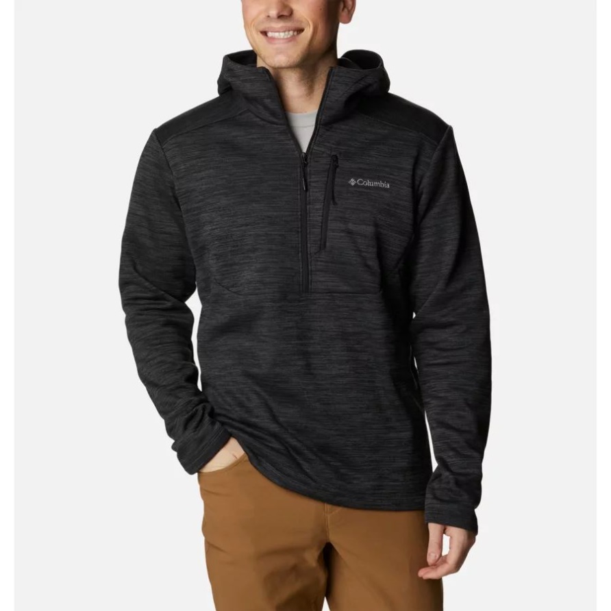 Maxtrail Logo Kapuzenfleece Mit Halbem Reißverschluss Columbia Schwarz Meliert