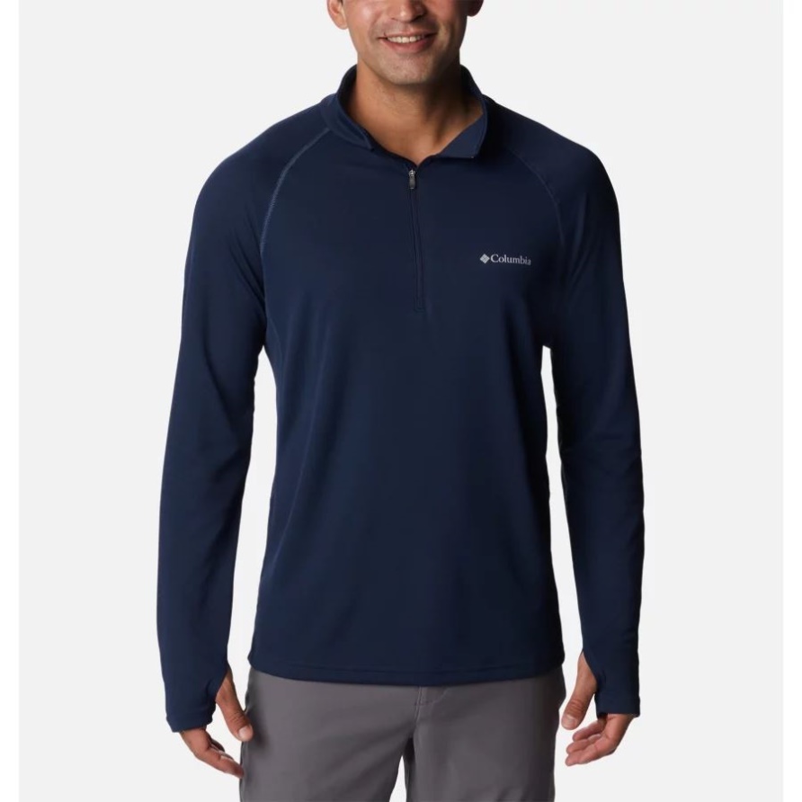 Schmales Spitzenhemd Mit Halbem Reißverschluss Für Herren Columbia Collegiate Navy/dark Mountain