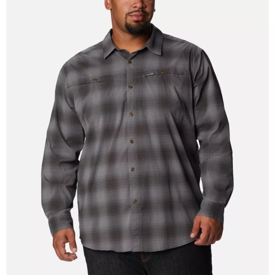 Herren Newton Ridge Ii Kariert Langarm Großstadt Grau Soft Ombre Columbia