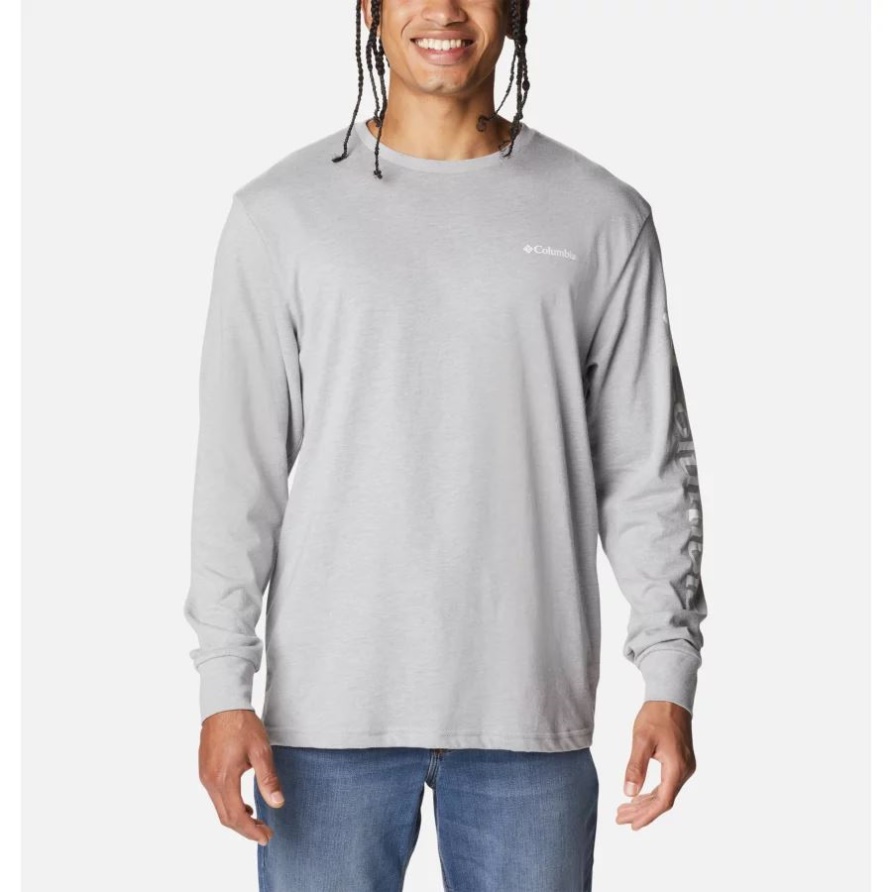 North Cascades Langarm-T-Shirt Für Herren Columbia Grau Meliert/weiß Columbia