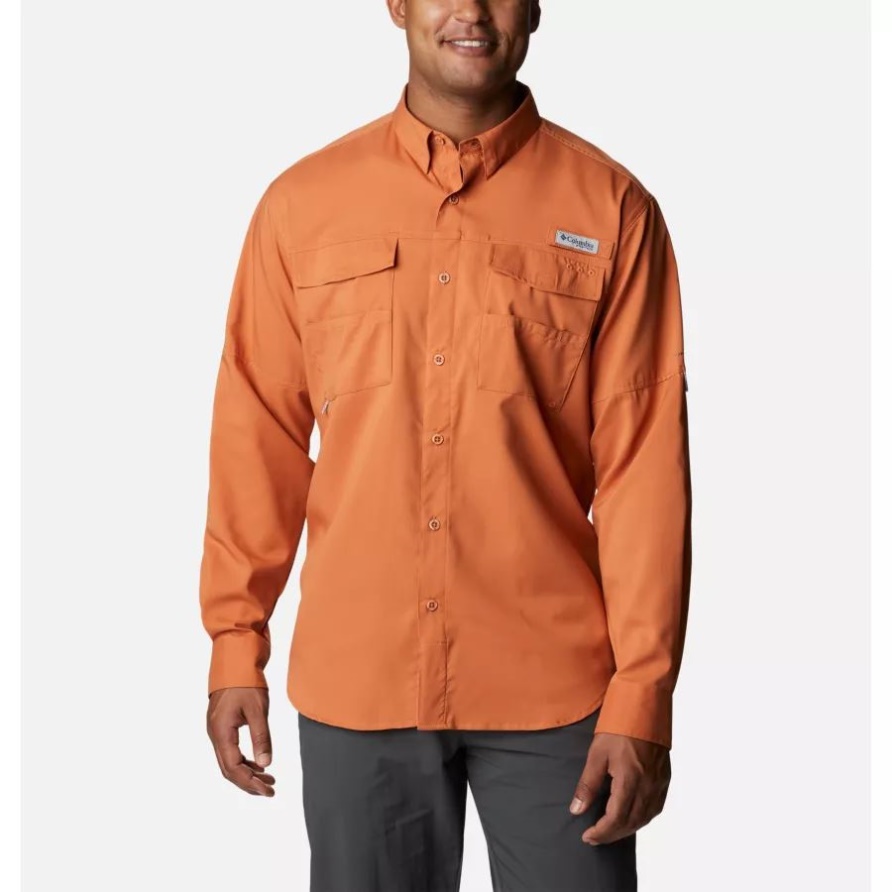 Herren Pfg Blood And Guts Iv Gewebtes Langarmhemd Island Orange Columbia