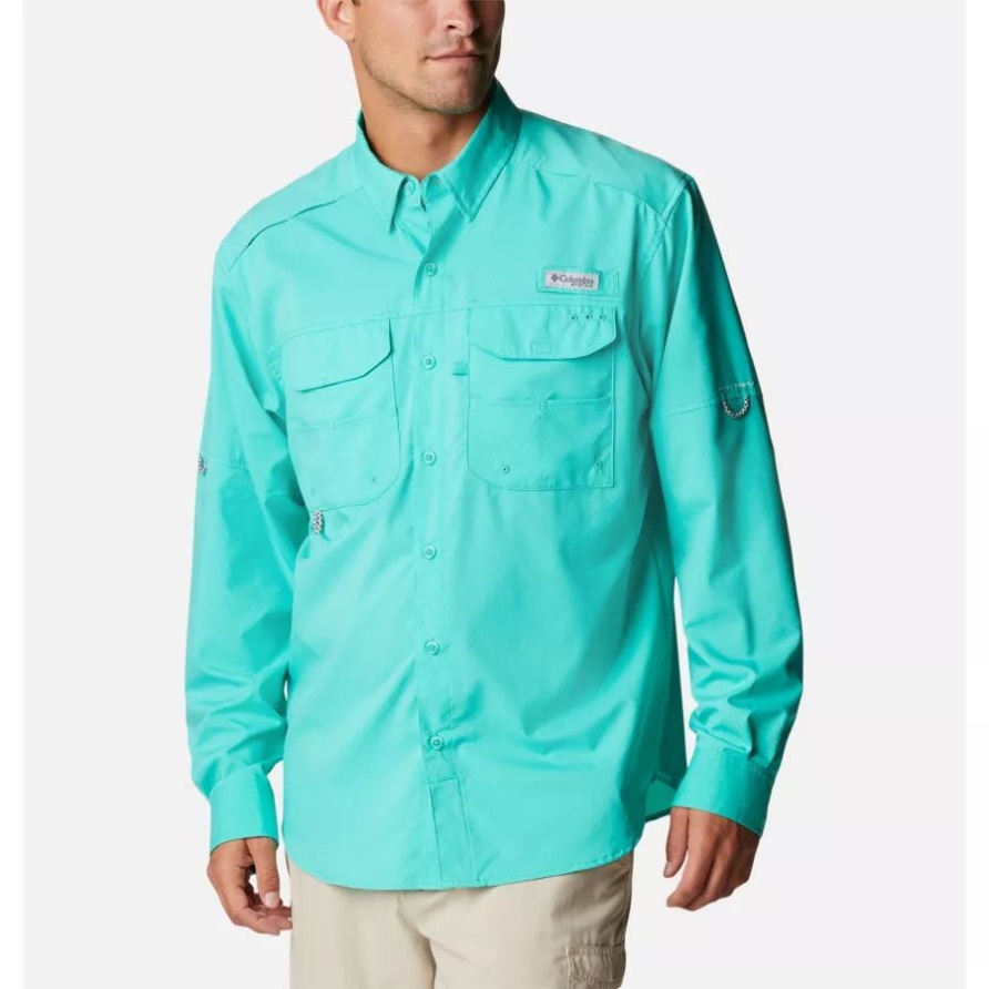 Pfg Blood And Guts Zero Gewebtes Langarmhemd Für Herren Electric Türkis Columbia
