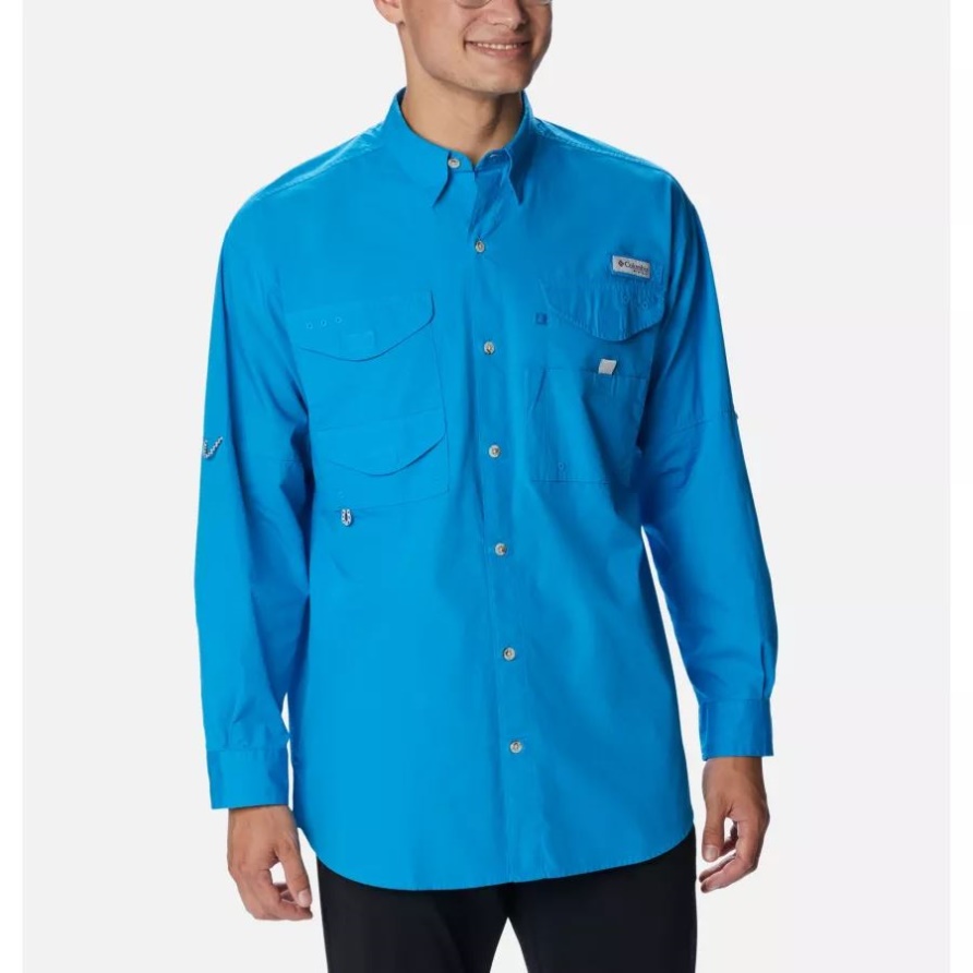 Pfg Bonehead Langarmhemd Für Herren Columbia Compass Blue