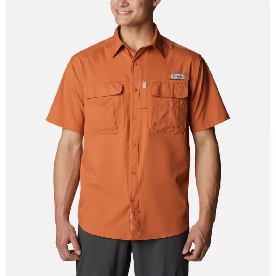 Pfg Drift Guide Gewebtes Kurzarmhemd Für Herren Columbia Island Orange