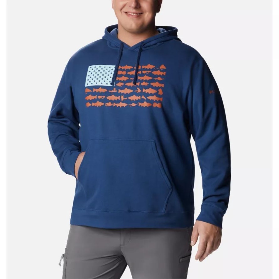 Pfg Fish Flag Ii Hoodie Für Herren Große Columbia Carbon/island Orange Forellenfliegen