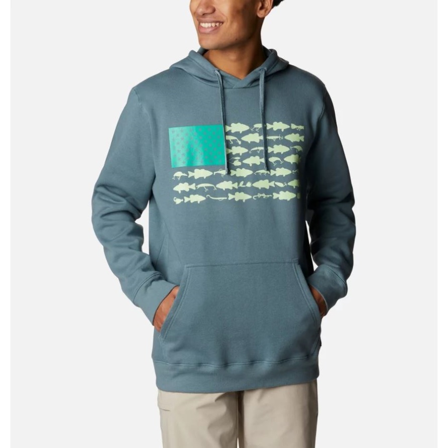 Pfg Fish Flag II Hoodie Für Herren Columbia Metal/Key West Bass Köder