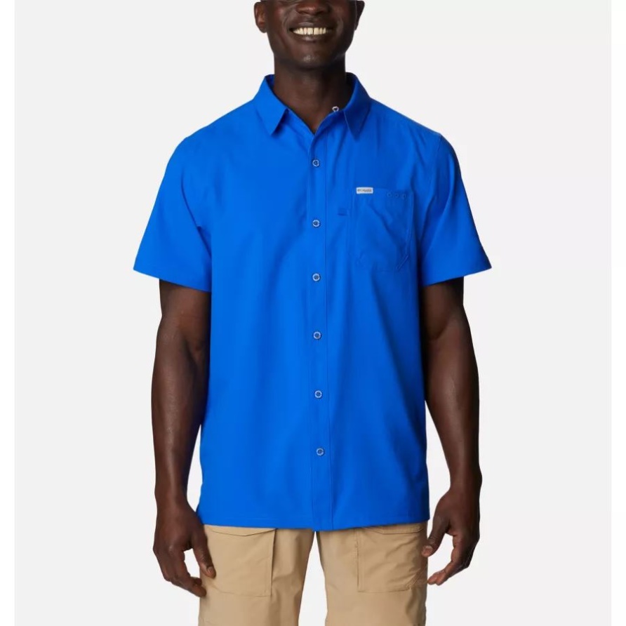 Herren Pfg Slack Tide Camp Hemd Groß Blau Ara Columbia