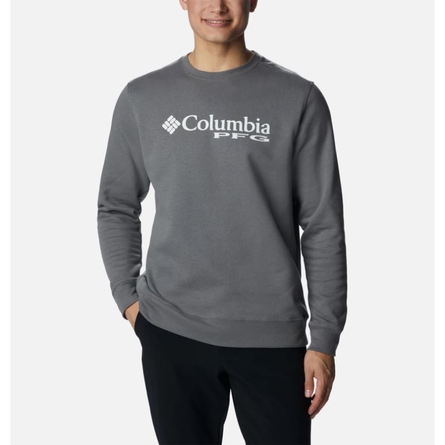 Rundhals-Sweatshirt Mit Pfg-Logo Für Herren Big City Grau/Weiß Columbia