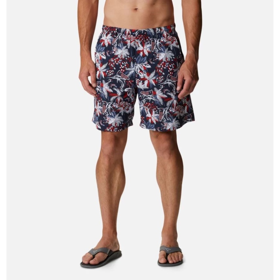 Herren Pfg Super Backcast Wassershorts Columbia Collegiate Navy Fireworks Fish Print
