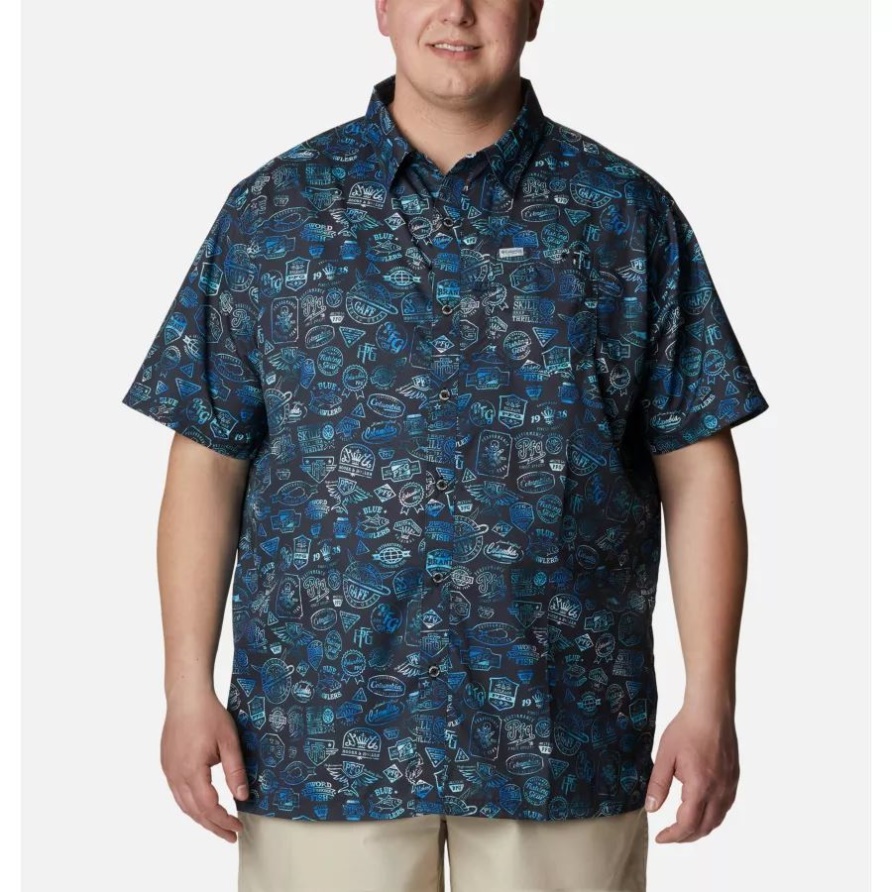 Herren Pfg Super Slack Tide Camp Hemd Big Black Tye Dye Print Columbia