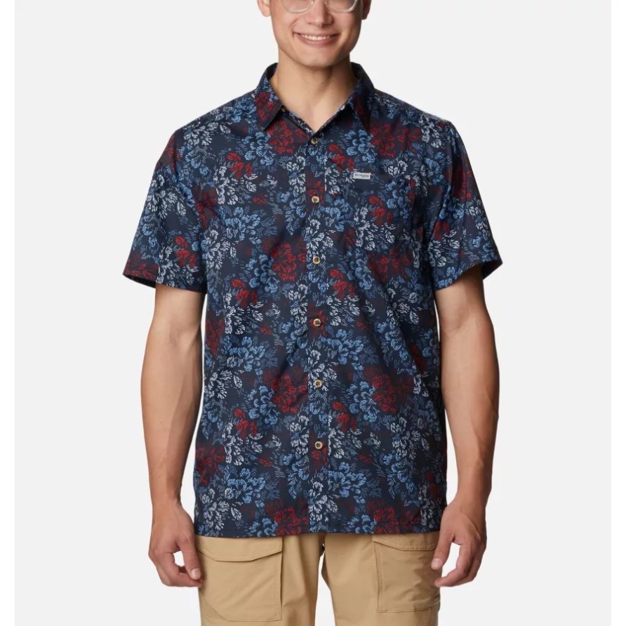Pfg Super Slack Tide Camp Shirt Für Herren Columbia Collegiate Navy Deep Sea Dash