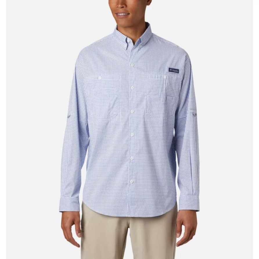 Pfg Super Tamiami Langarmhemd Für Herren Columbia Vichy Blue Gingham