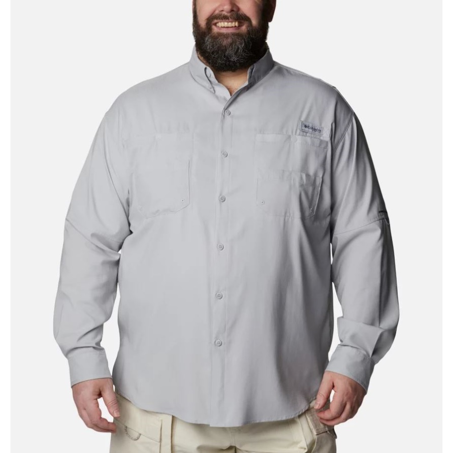 Herren Pfg Tamiami Ii Langarmshirt Big Cool Grey Columbia