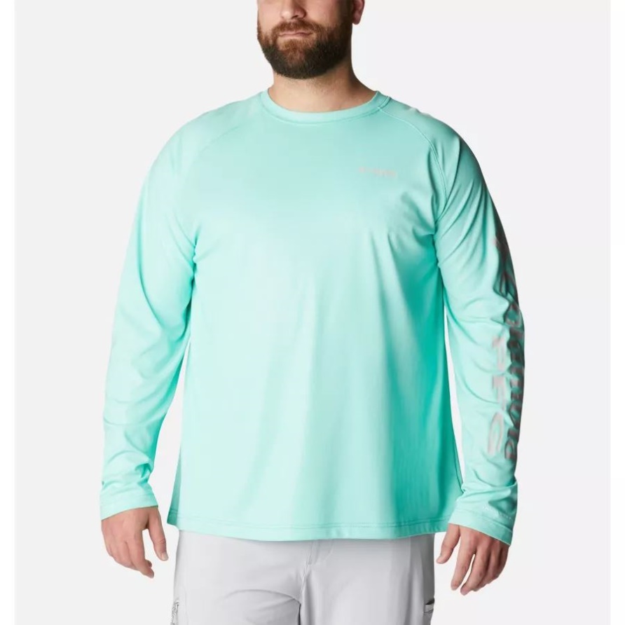 Herren Pfg Terminal Deflektor Langarmshirt Groß Columbia Electric Türkis/cool Grey