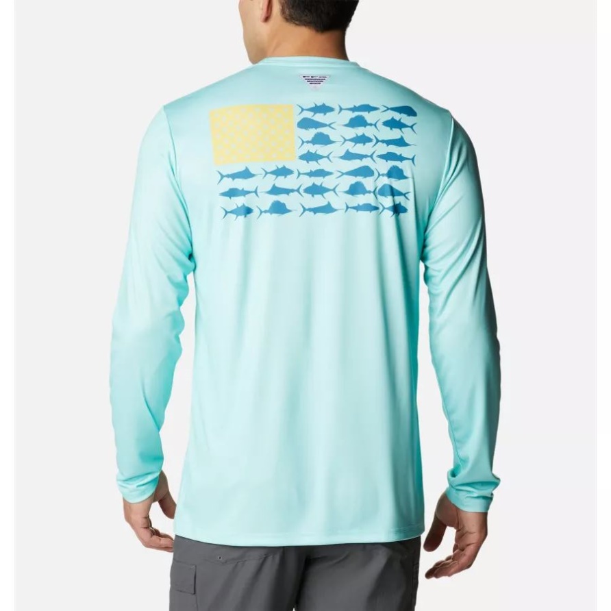 Langärmliges Hemd Mit Pfg-Fischflagge Für Herren, Groß, Kolumbien, Golfstrom/Tiefsee-Offshore-Fische