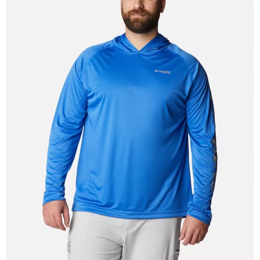 Terminal-Tackle-Hoodie Von Pfg Für Herren Großes Columbia-Logo In Leuchtendem Blau/coolem Grau