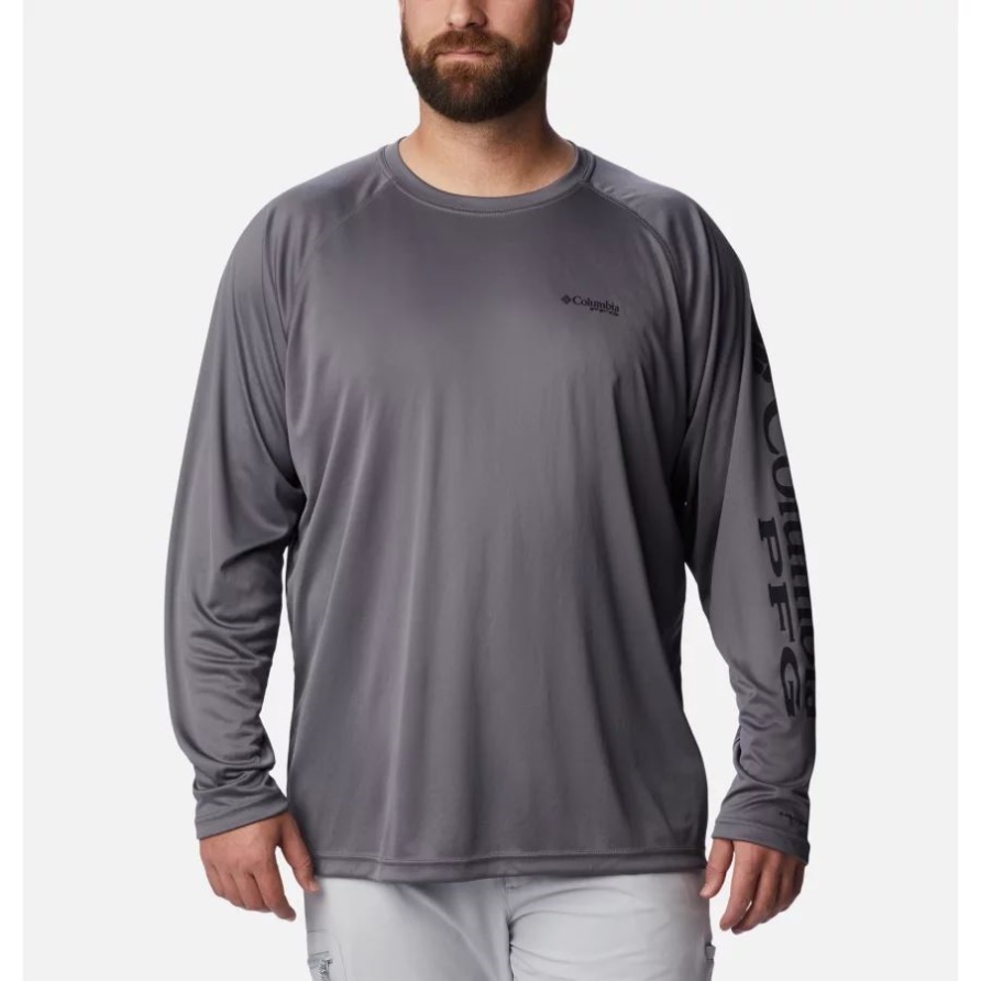 Langärmliges Pfg-terminal-tackle-shirt Für Herren Big City Grau/schwarzes Logo Columbia