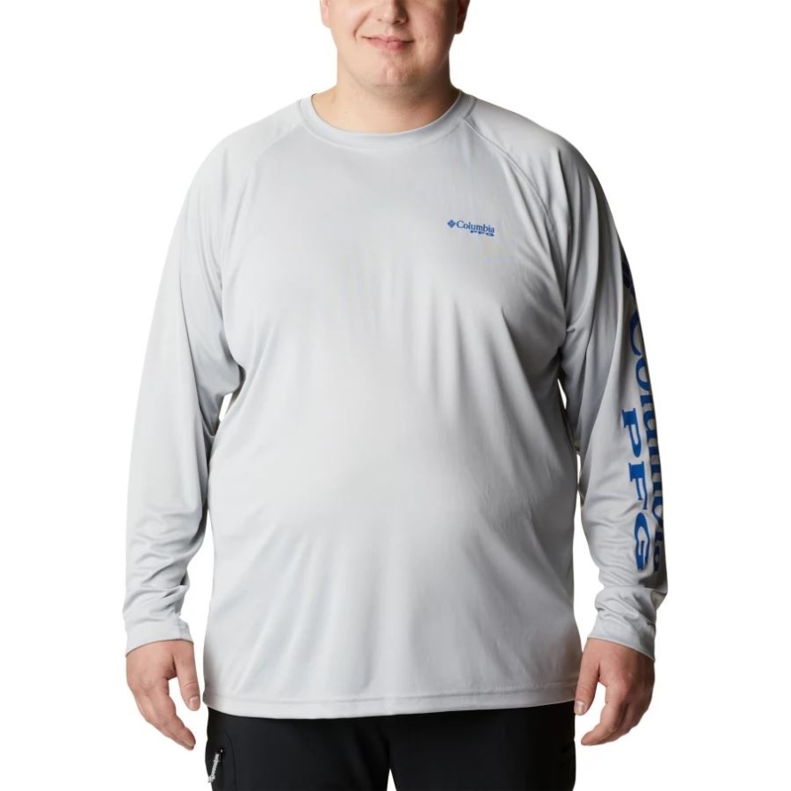 Langärmliges Pfg-terminal-tackle-shirt Für Herren Großes Columbia Cooles Graues/lebendiges Blaues Logo