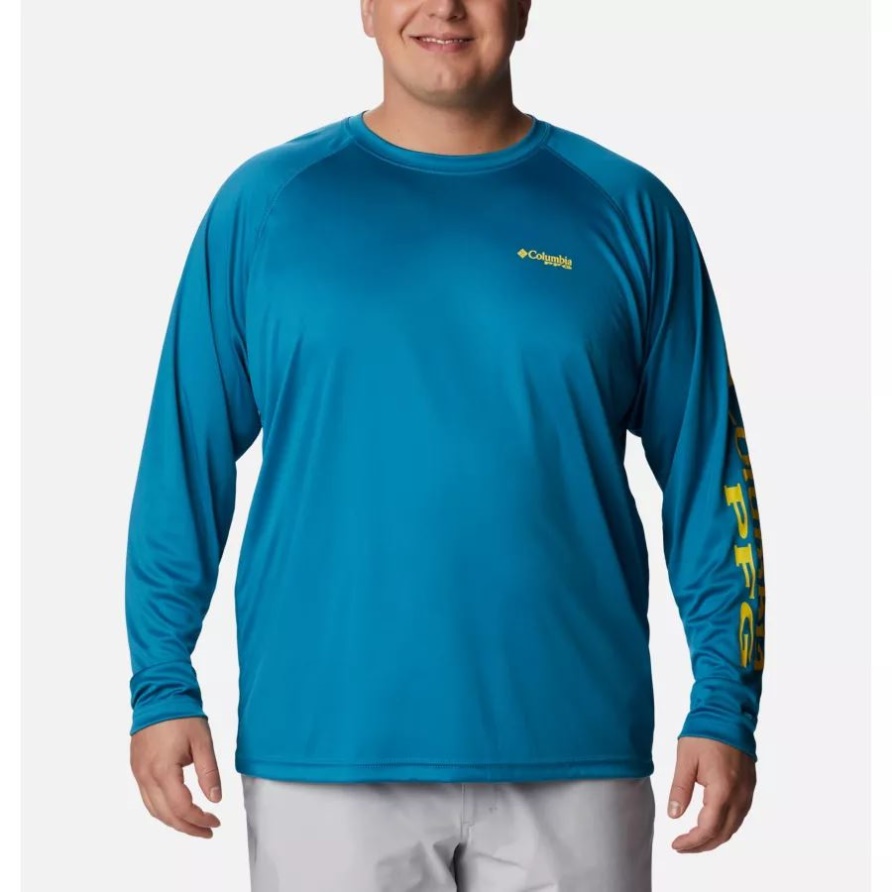 Langärmliges Pfg-terminal-tackle-shirt Für Herren Big Deep Marine/laser Zitronenlogo Columbia
