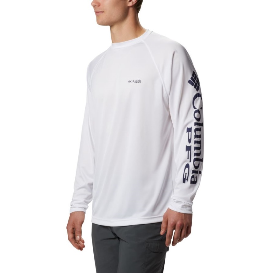 Langärmliges Pfg-terminal-tackle-shirt Für Herren Weiß/nachtschattenlogo Columbia